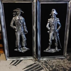 Vintage Silver Tone Pirate and Soldier Wall Art